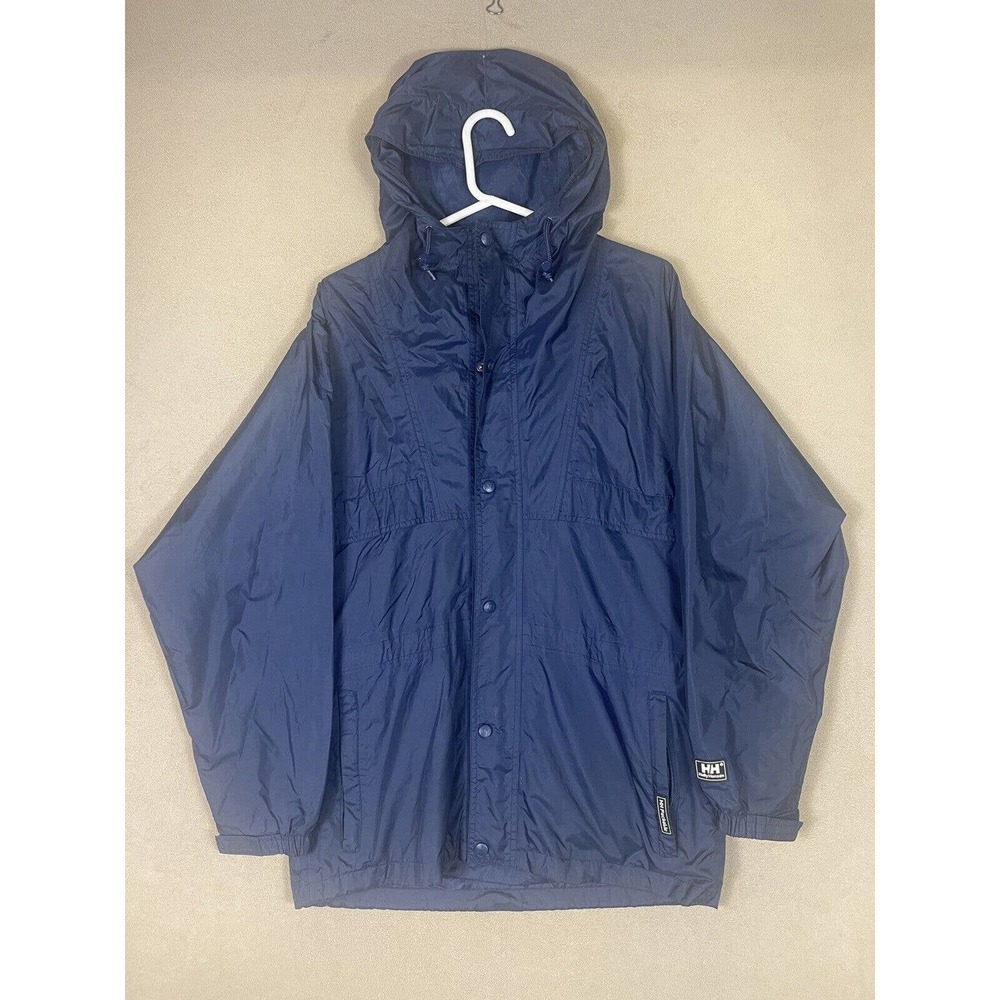 Helly Hansen Windbreaker Rain Jacket Mens XS Hooded Blue Zip and Snap Closure